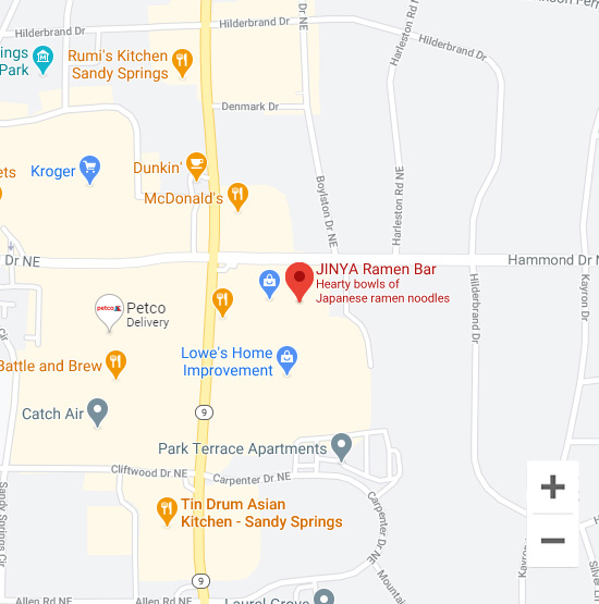 Map of Jinya 5975 Roswell Rd. Suite B217 Sandy Springs, GA 30328